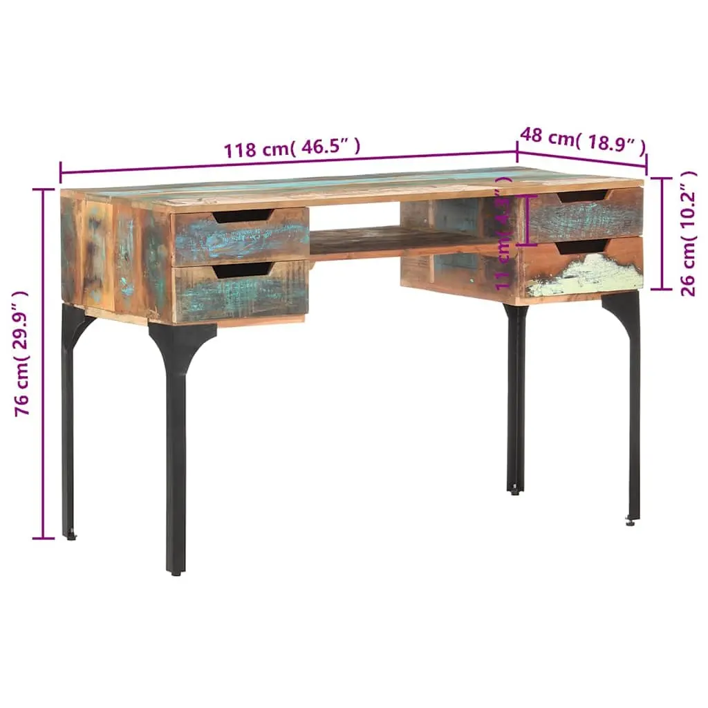 Writing Table in Solid Reclaimed Wood