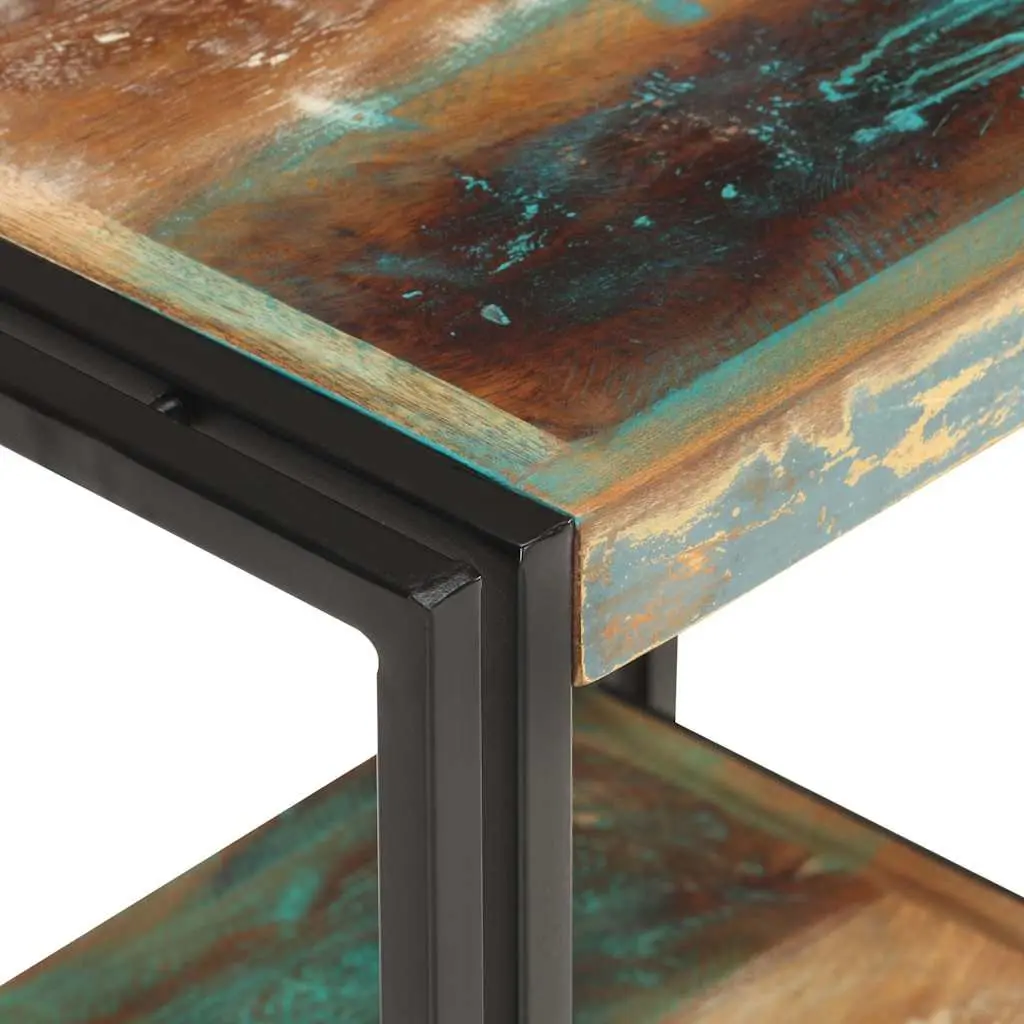 End Table Solid Reclaimed Wood 40x30x40 cm Multicolour Side Accent Bedside Storage Shelf