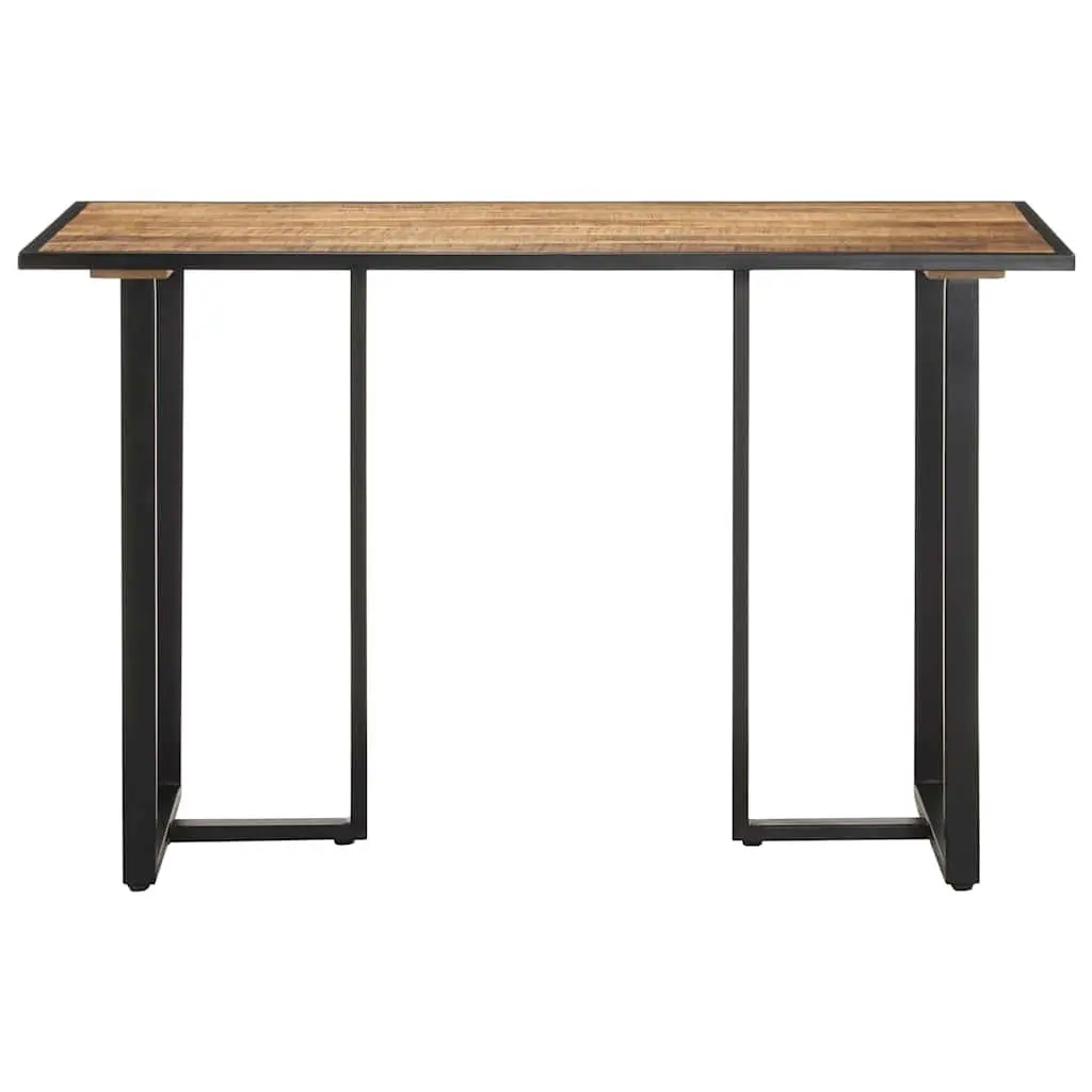 Mango Wood Dining Table 120cm Brown Rough Finish Kitchen Furniture with Iron Legs