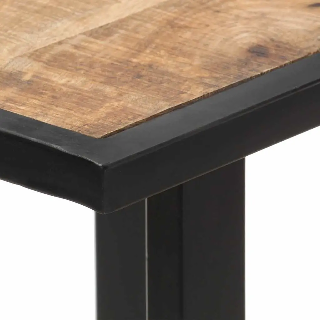 Mango Wood Dining Table 120cm Brown Rough Finish Kitchen Furniture with Iron Legs