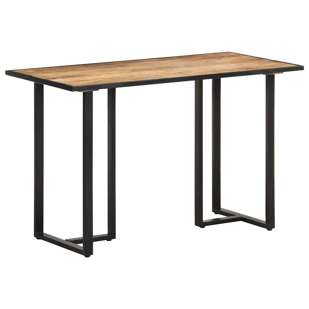 Mango Wood Dining Table 120cm Brown Rough Finish Kitchen Furniture with Iron Legs