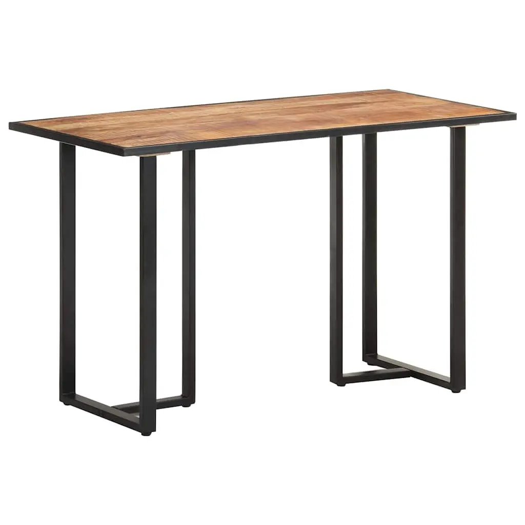 Mango Wood Dining Table 120cm Brown Rough Finish Kitchen Furniture with Iron Legs