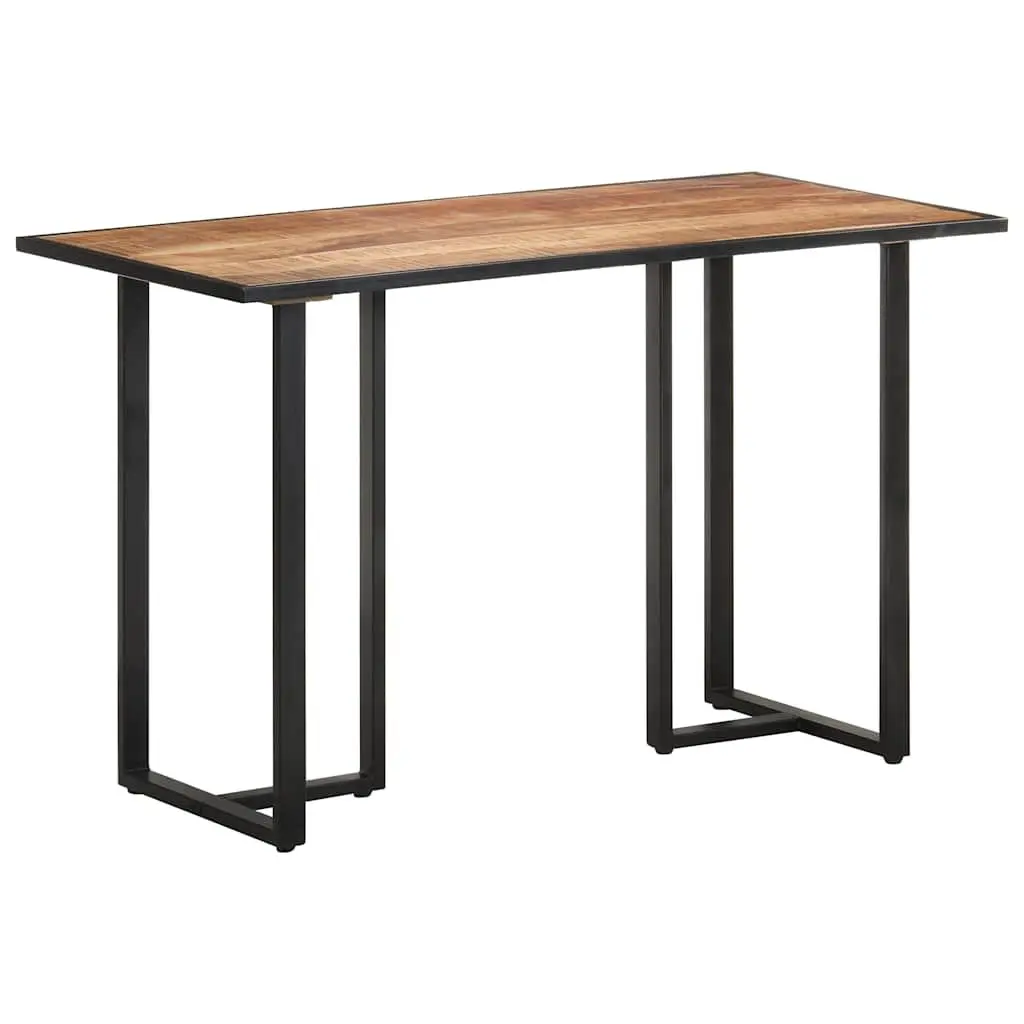 Mango Wood Dining Table 120cm Brown Rough Finish Kitchen Furniture with Iron Legs