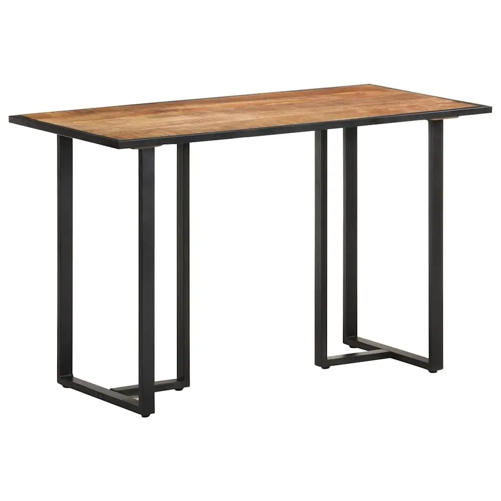 Mango Wood Dining Table 120cm Brown Rough Finish Kitchen Furniture with Iron Legs