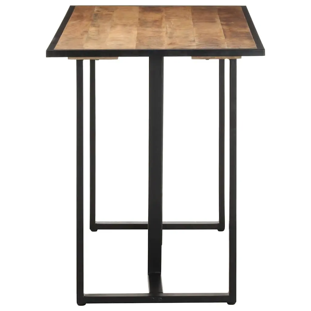 Mango Wood Dining Table 120cm Brown Rough Finish Kitchen Furniture with Iron Legs