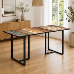 Dining Table 160 cm Solid Reclaimed Wood Industrial Kitchen Brown