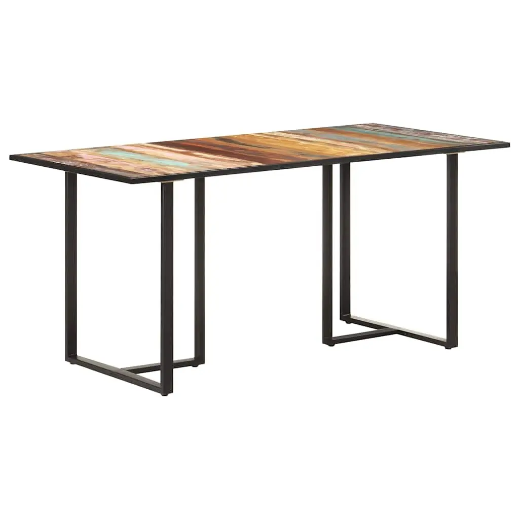 Reclaimed Wood Dining Table 160 cm Industrial Brown Solid Construction
