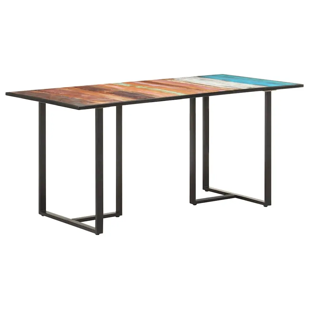 Reclaimed Wood Dining Table 160 cm Industrial Brown Solid Construction