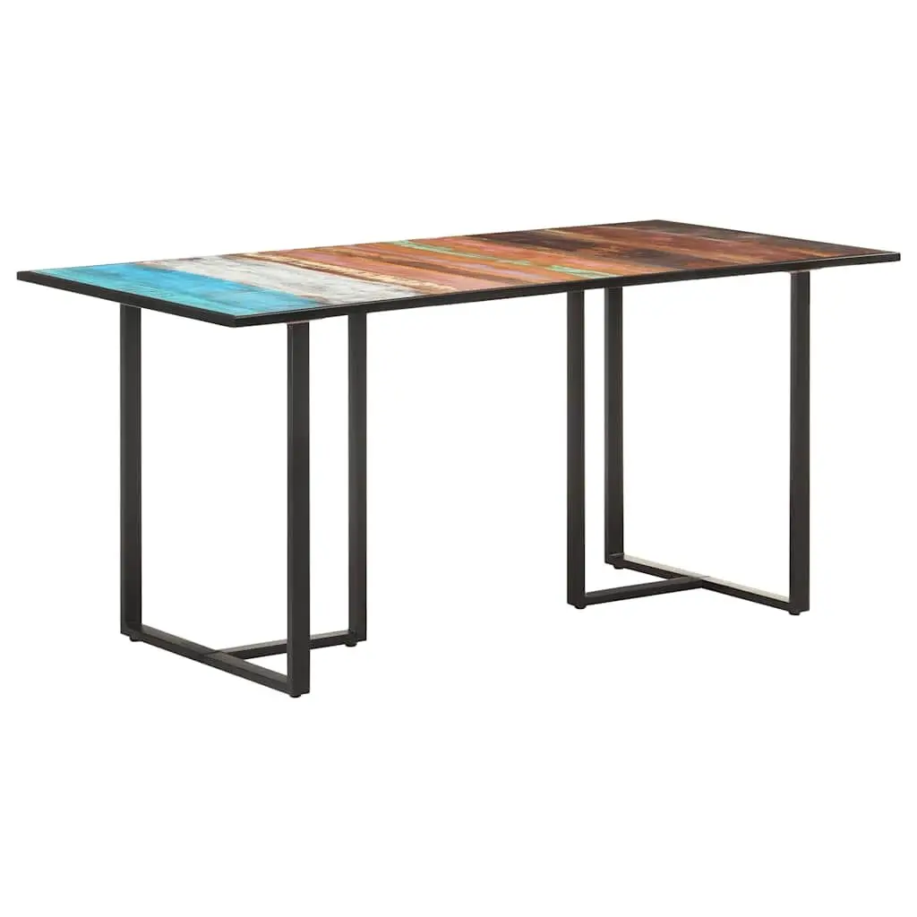 Reclaimed Wood Dining Table 160 cm Industrial Brown Solid Construction