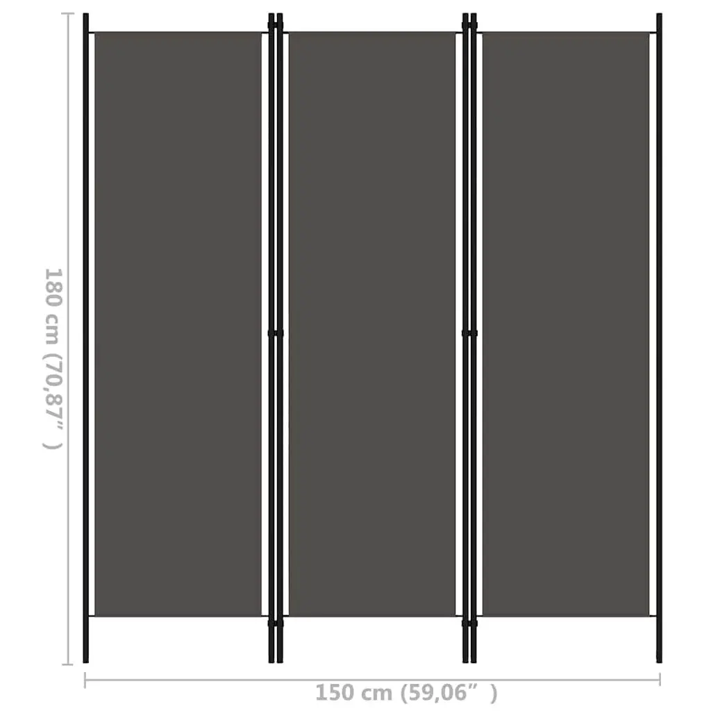 3-Panel Anthracite Room Divider for Home Use