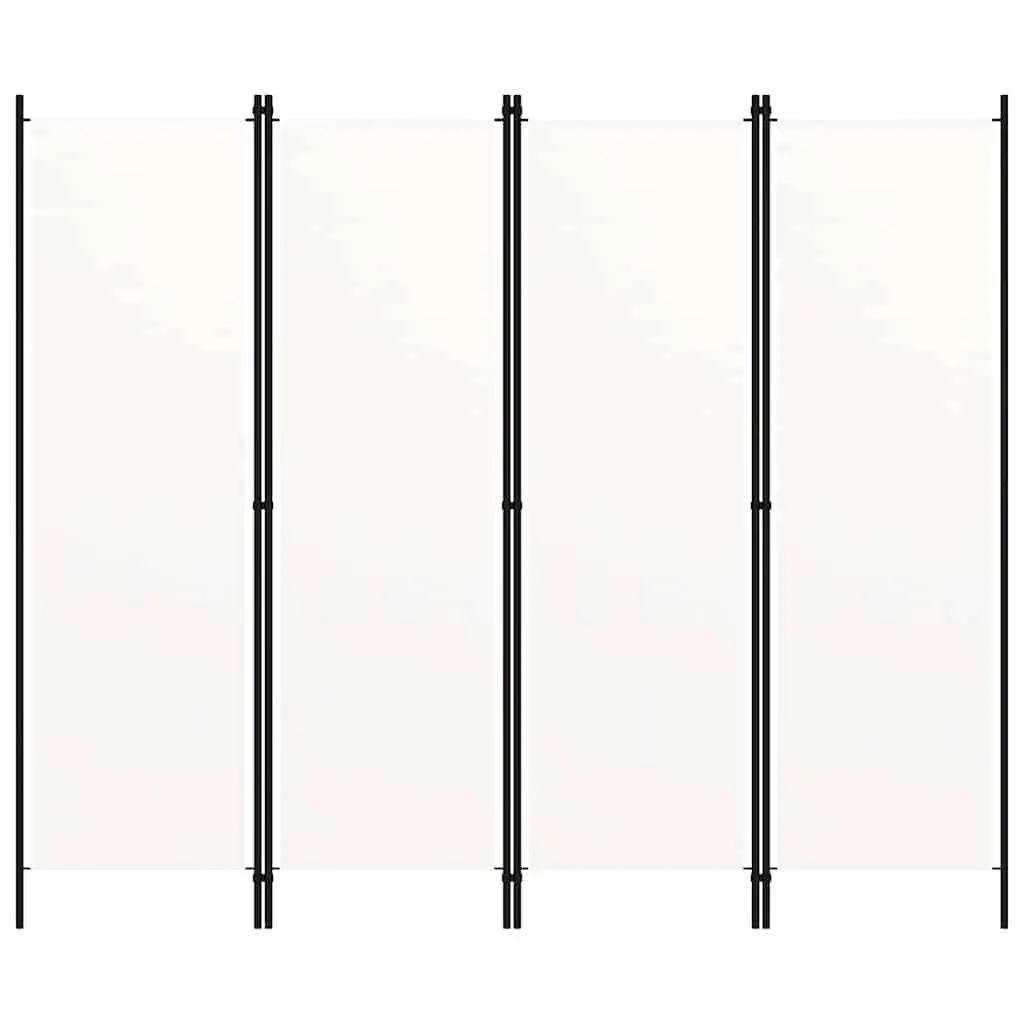 4-Panel Room Divider Freestanding Fabric Screen 200cm x 180cm White