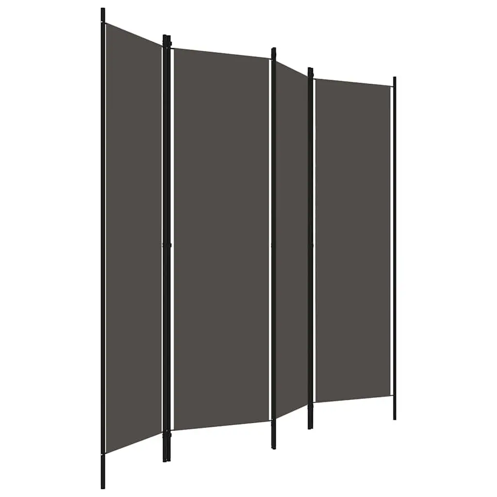 4-Panel Room Divider Folding Privacy Screen Partition Powder-coated Iron Fabric 200x180cm Anthracite