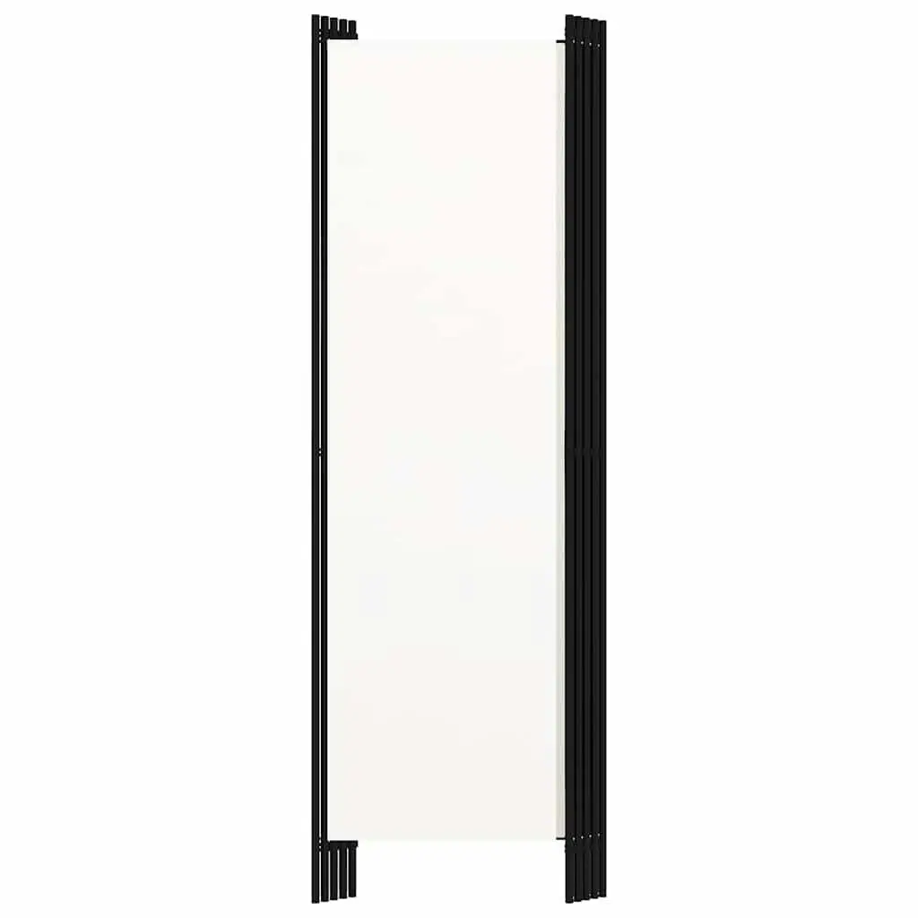 5-Panel Room Divider Freestanding Folding Privacy Screen White 250 x 180 cm Fabric Panels Powder-coated Iron Frame