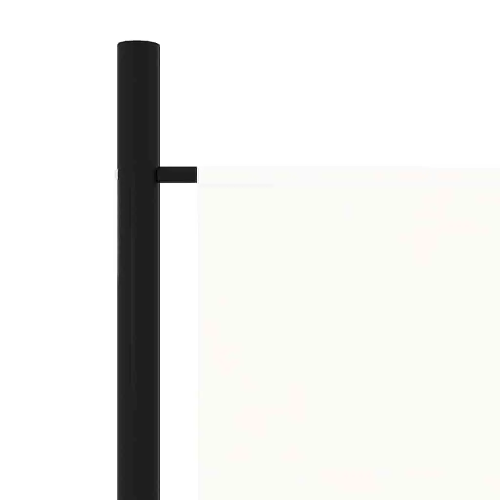5-Panel Room Divider Freestanding Folding Privacy Screen White 250 x 180 cm Fabric Panels Powder-coated Iron Frame