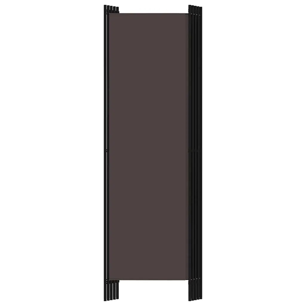 5 Panel Freestanding Room Divider Fabric and Iron Frame Brown 250 x 180 cm Folding Privacy Partition Screen for Bedroom Decor