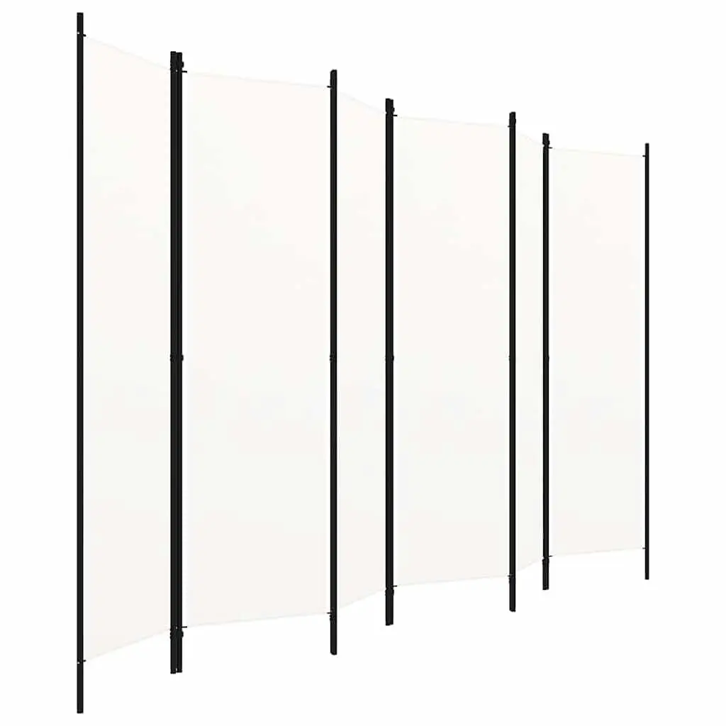 Freestanding Folding Privacy Screen Room Divider 6 Panel White Fabric 300x180cm