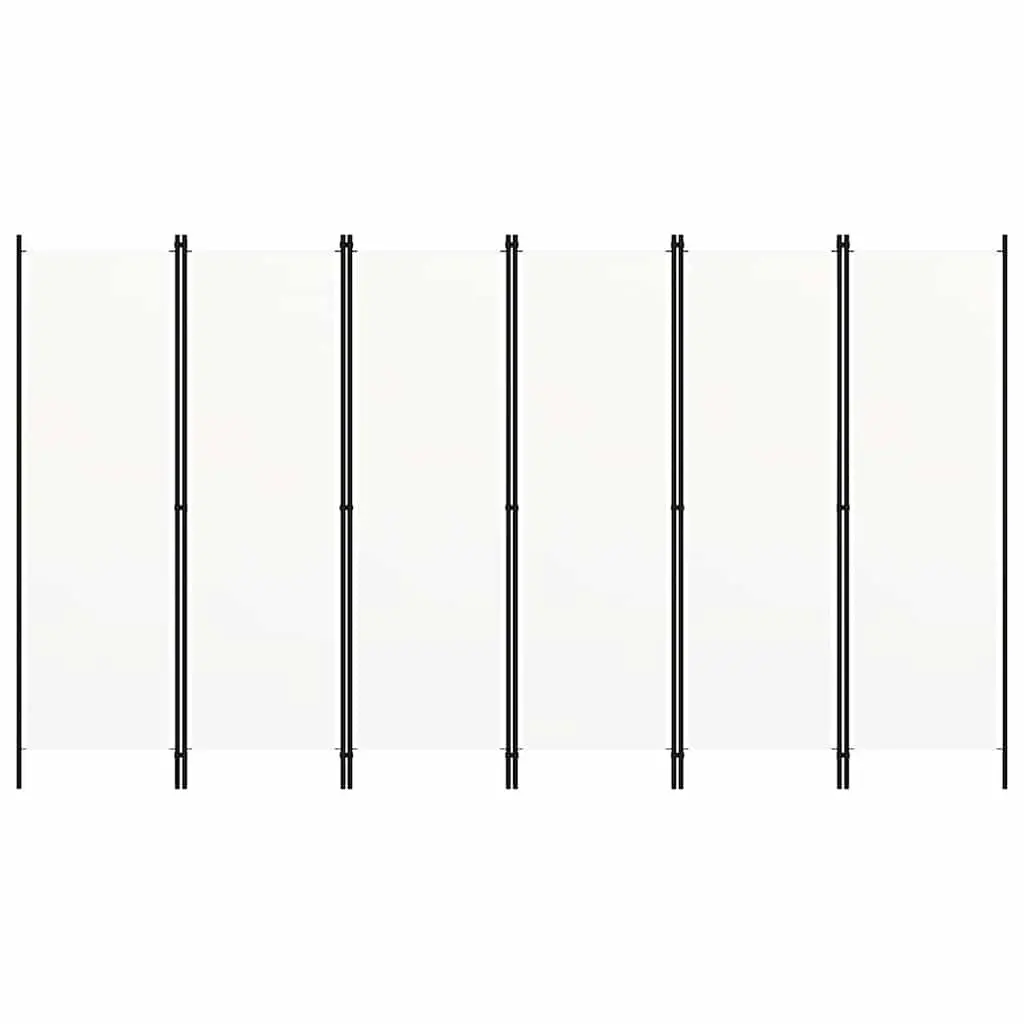 Freestanding Folding Privacy Screen Room Divider 6 Panel White Fabric 300x180cm