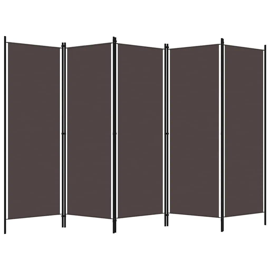 6-Panel Room Divider Freestanding Privacy Screen Partition Fabric Brown 300 x 180 cm
