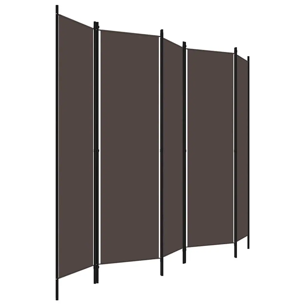 6-Panel Room Divider Freestanding Privacy Screen Partition Fabric Brown 300 x 180 cm
