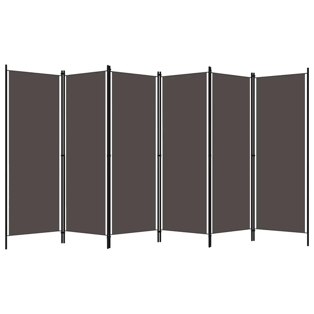 6-Panel Room Divider Freestanding Fabric Screen Partition Folding Anthracite 300 x 180 cm