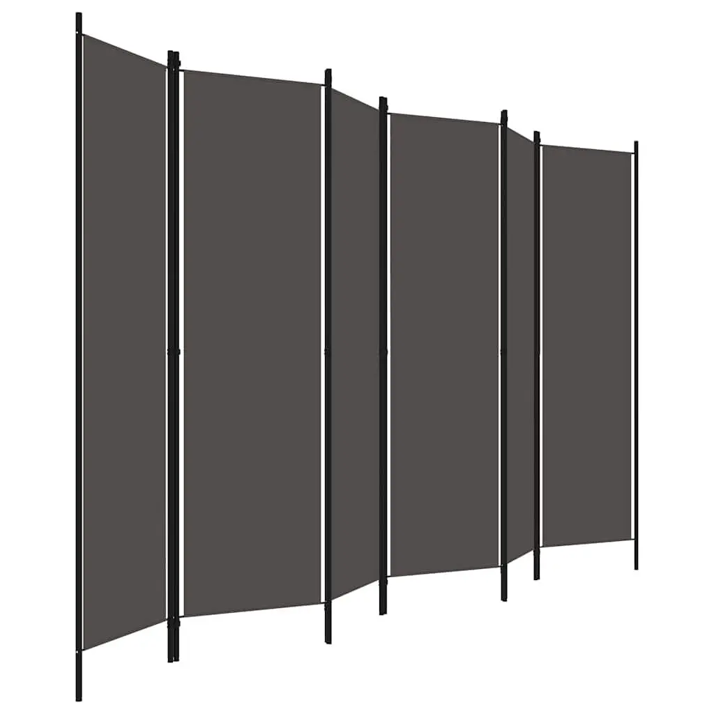 6-Panel Room Divider Freestanding Fabric Screen Partition Folding Anthracite 300 x 180 cm