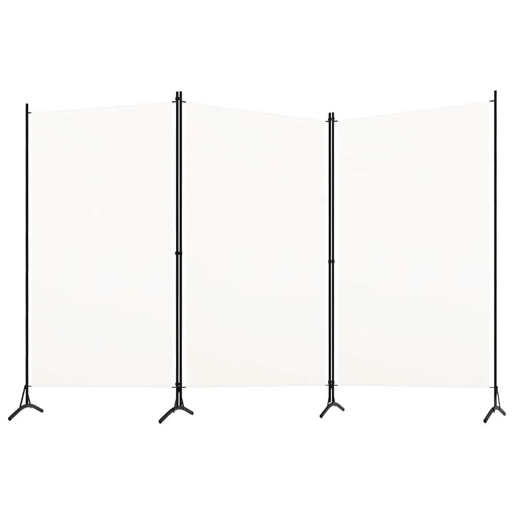 3 Panel Room Divider Fabric White Folding Privacy Screen 260 x 180 cm