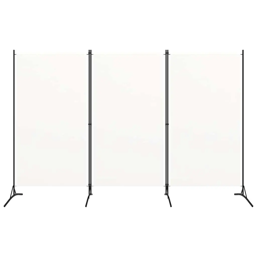 3 Panel Room Divider Fabric White Folding Privacy Screen 260 x 180 cm