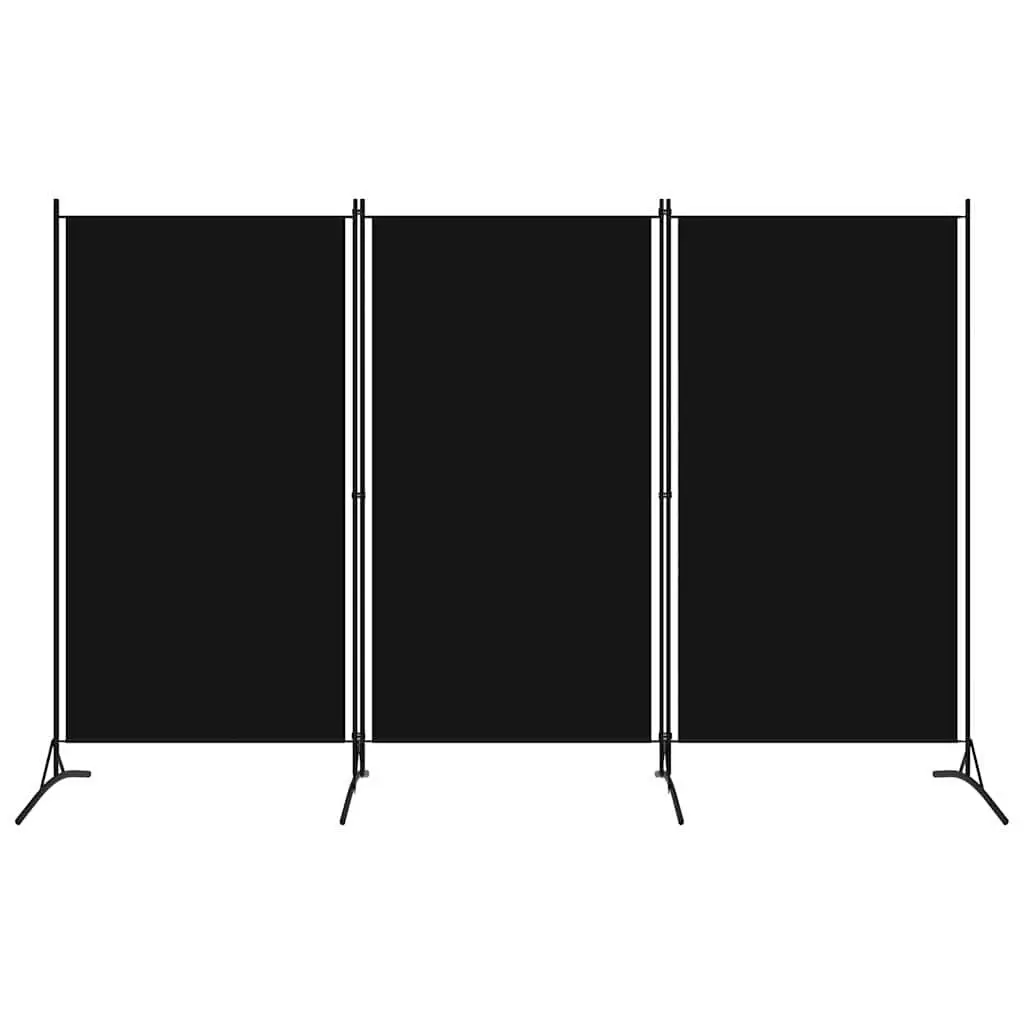 3 Panel Folding Screen Fabric Room Divider Black 260x180cm Partition for Living or Working Spaces