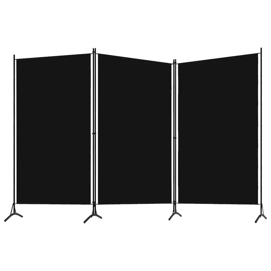3 Panel Folding Screen Fabric Room Divider Black 260x180cm Partition for Living or Working Spaces
