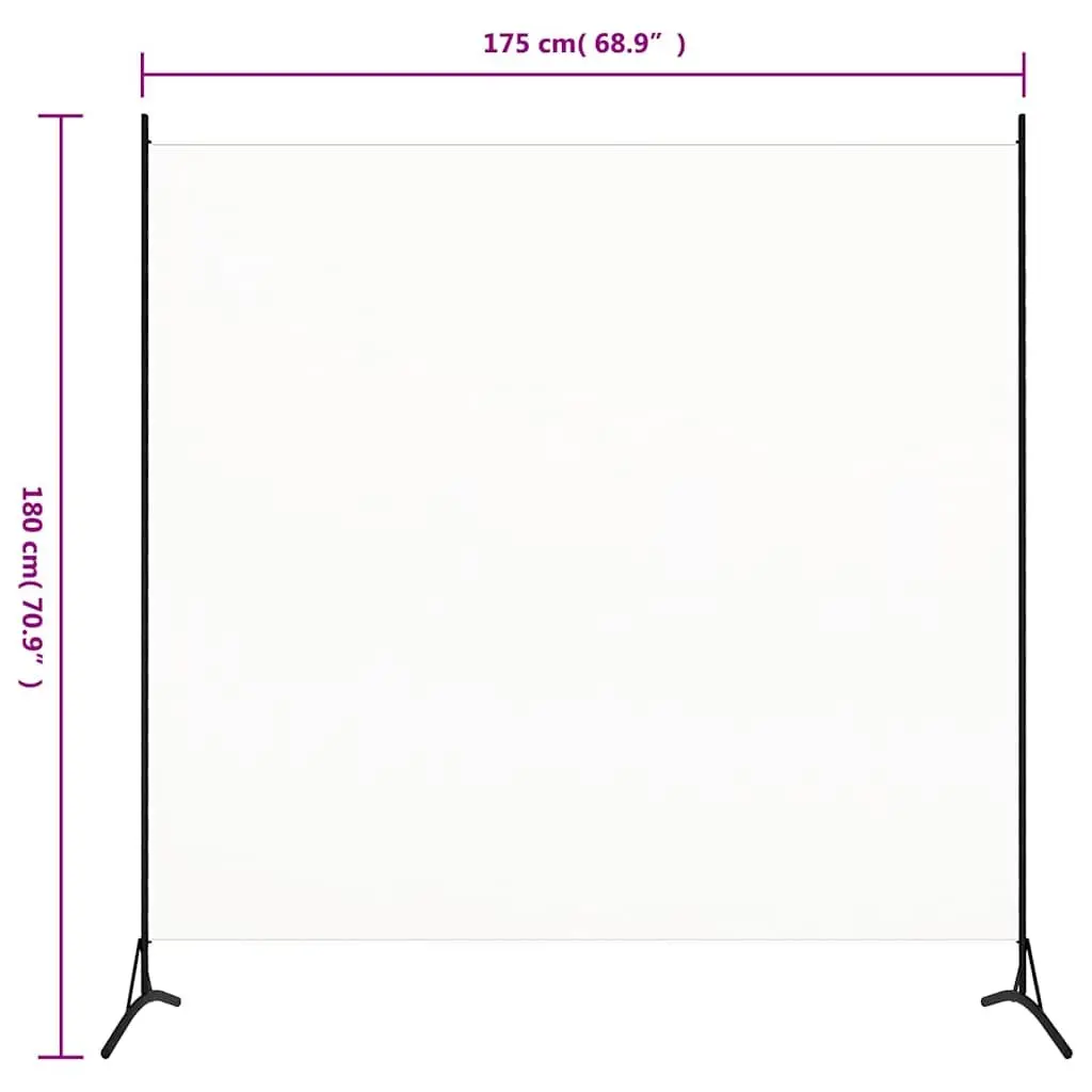 Room Divider Screen 175x180 cm White Fabric Folding Privacy Partition Panel
