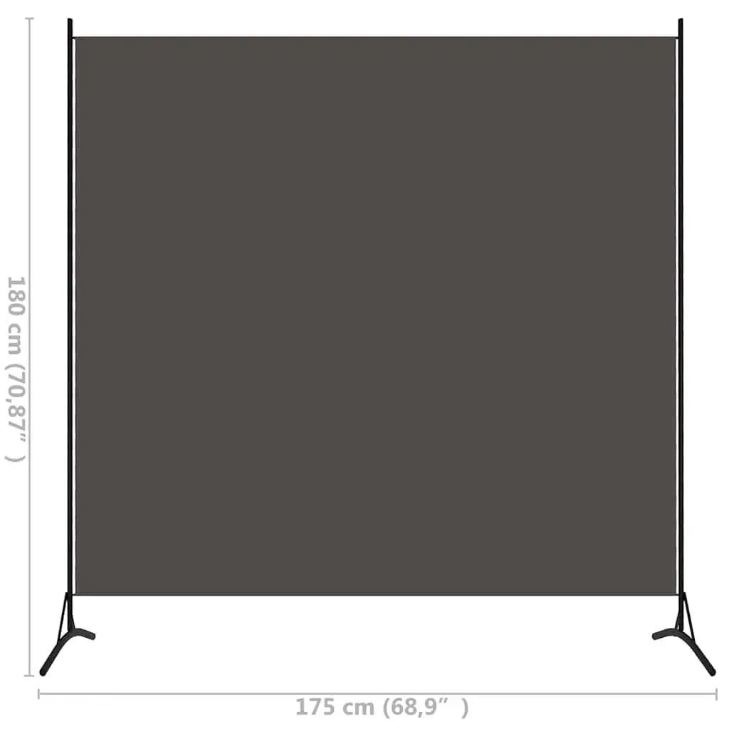 Folding Panel Room Divider Fabric Anthracite 175x180 cm Privacy Screen