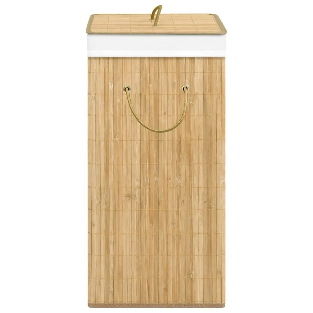 Bamboo Laundry Basket 72L Foldable Hamper Storage Bin Brown 2 Sections