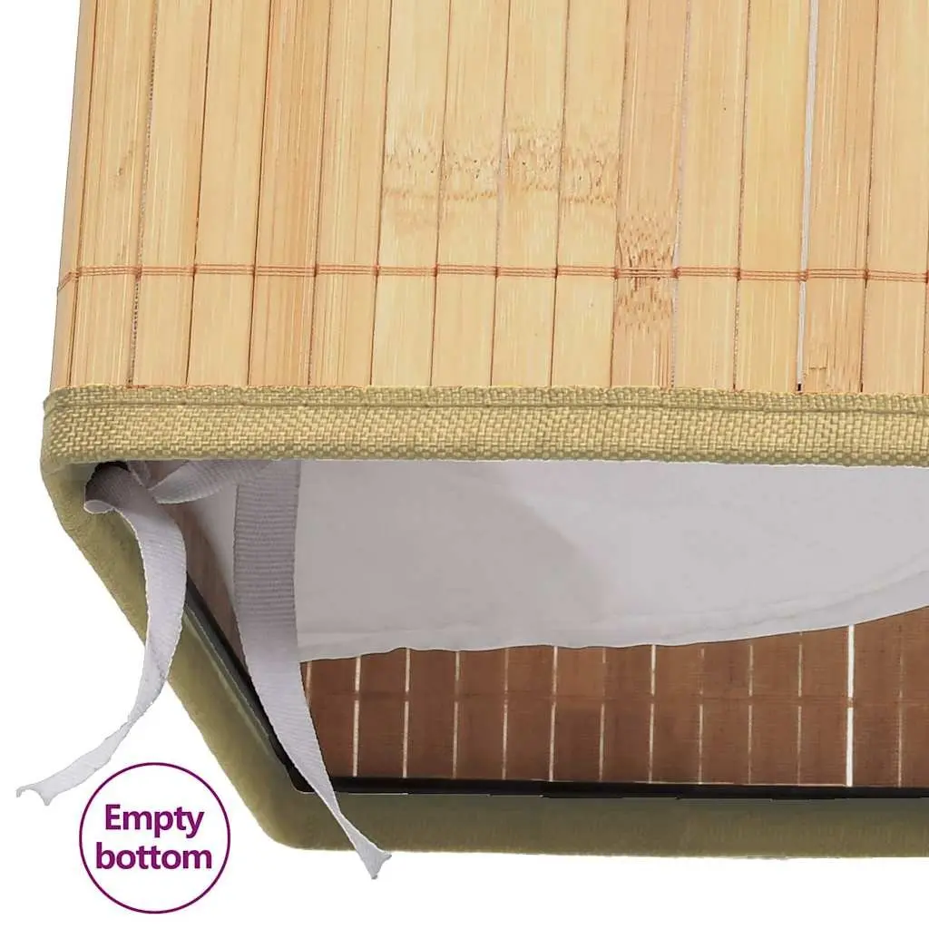 Bamboo Laundry Basket 72L Foldable Hamper Storage Bin Brown 2 Sections