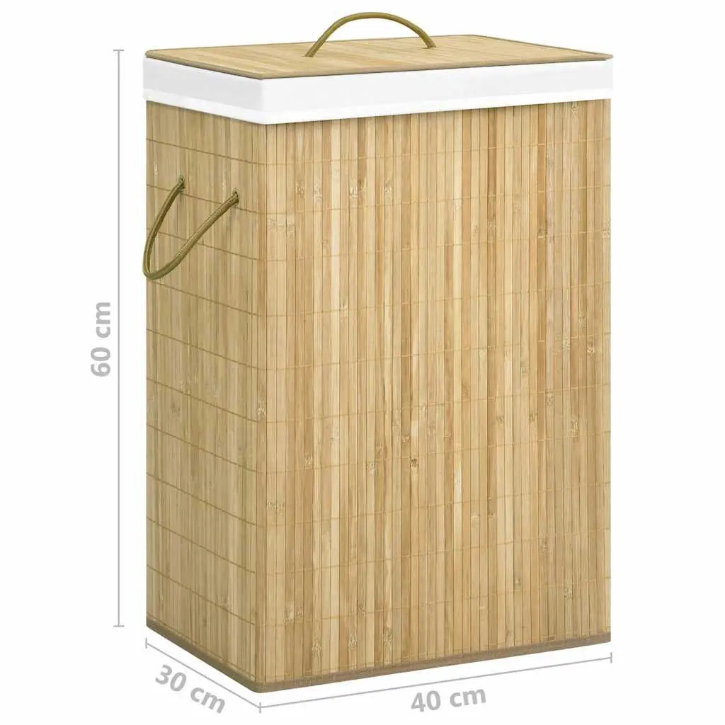 Bamboo Laundry Basket 72L Foldable Hamper Storage Bin Brown 2 Sections
