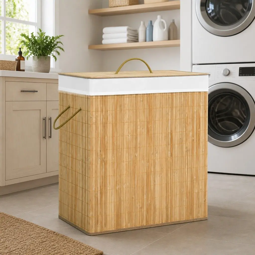 100L Bamboo Laundry Basket for Home Use