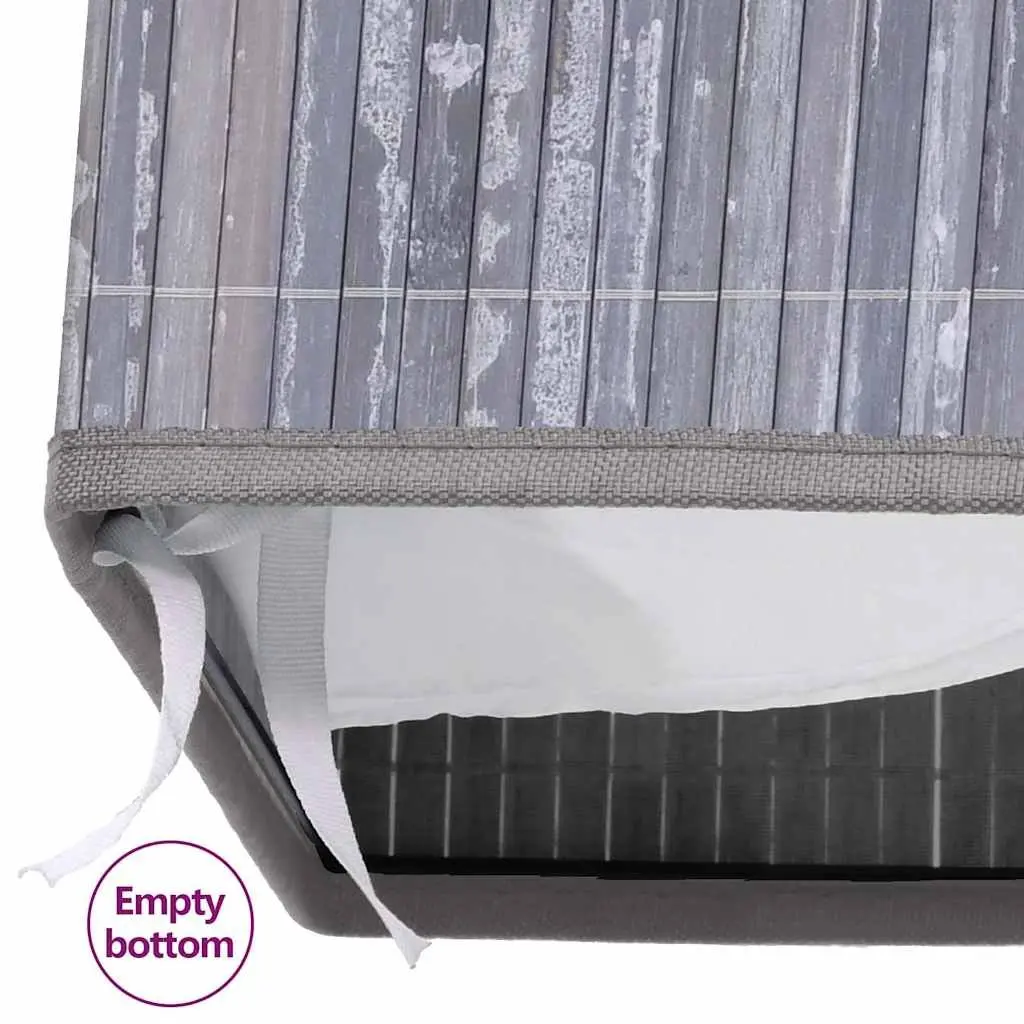 Bamboo Laundry Basket 2 Sections Grey 100L Household Storage Hamper Removable