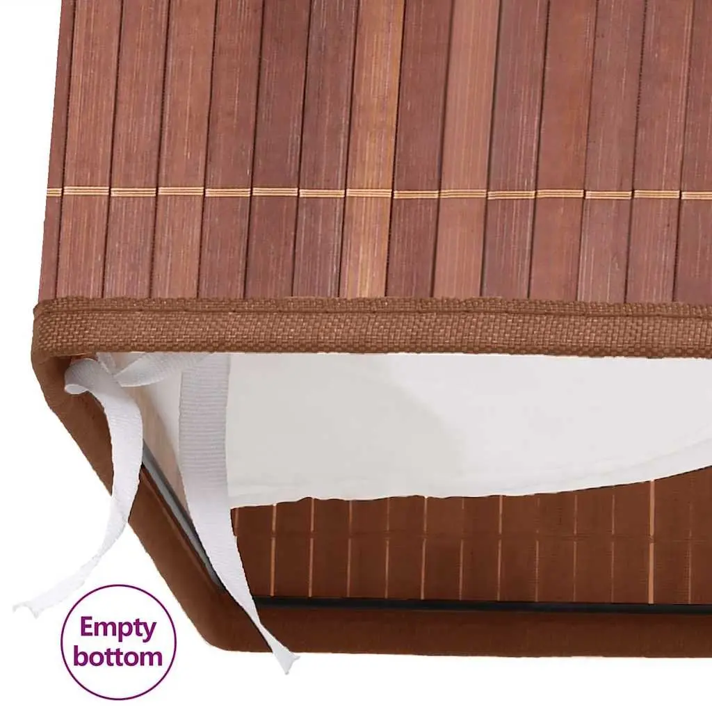 Brown Bamboo Laundry Basket 2 Sections Foldable Household Organiser with Dual Handles