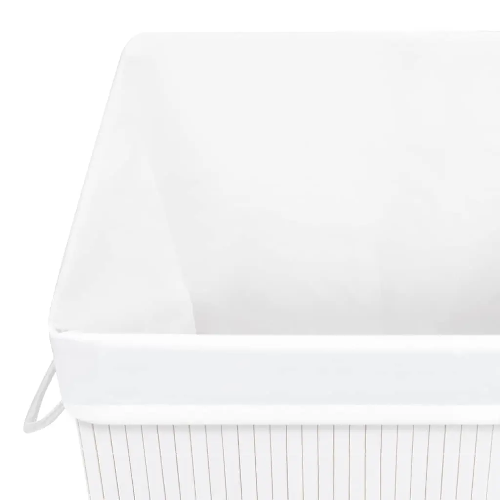 Bamboo Laundry Basket Single Section Removable Liner White