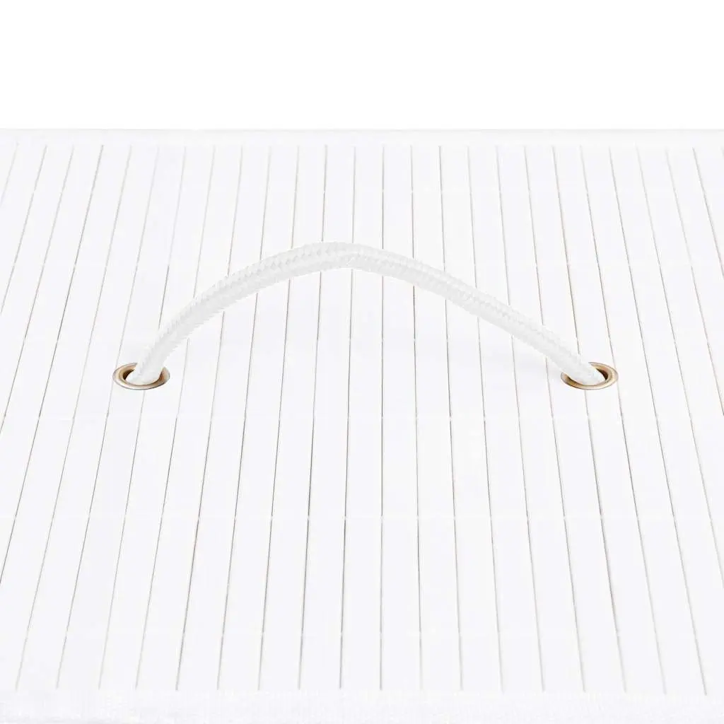 Bamboo Laundry Basket Single Section White 83L Hamper with Handles Storage