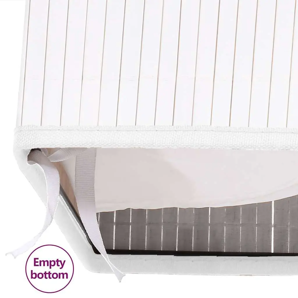Bamboo Laundry Basket Single Section White 83L Hamper with Handles Storage