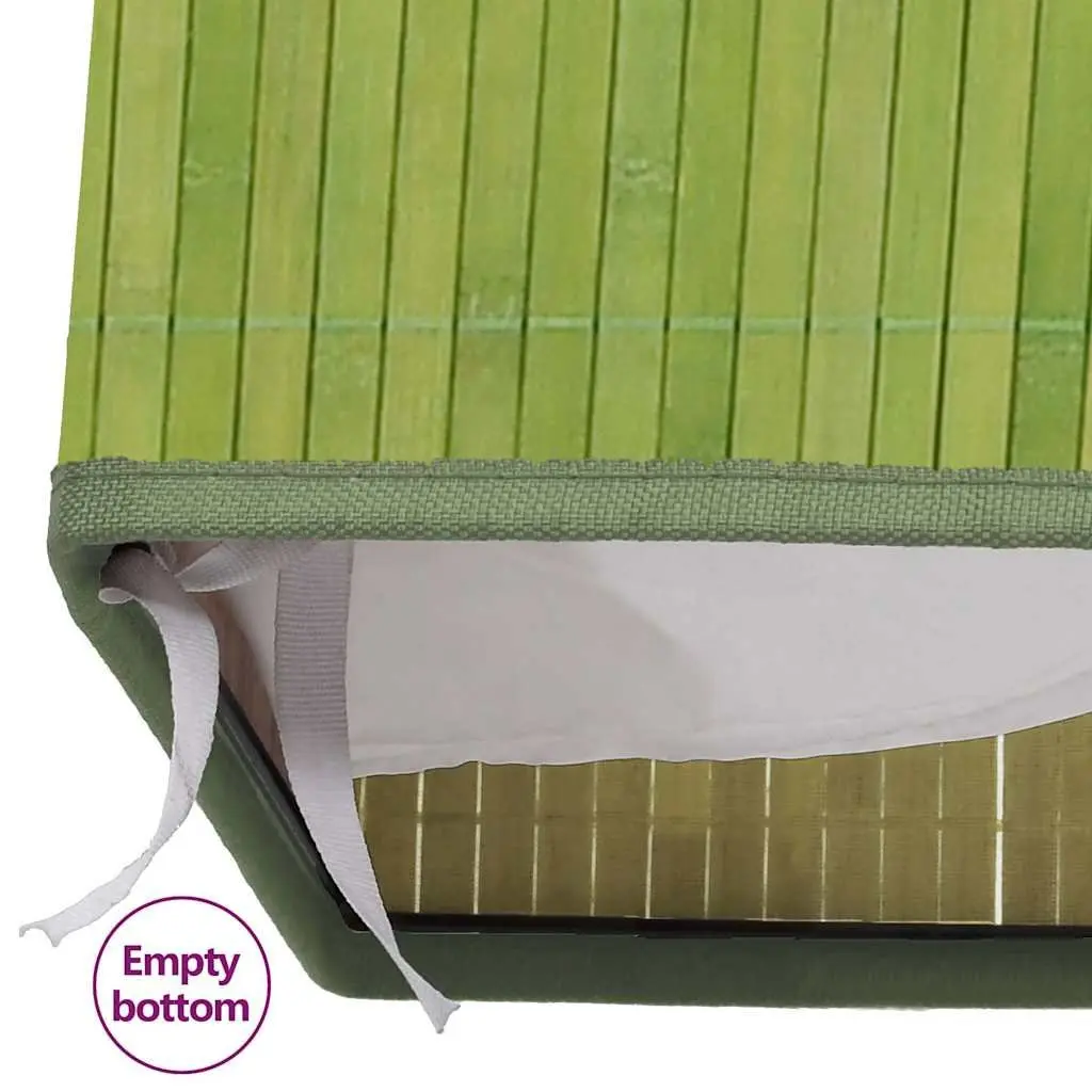 Bamboo Storage Hamper Green Single Section Collapsible Laundry Basket with Removable Liner for Household Organisation