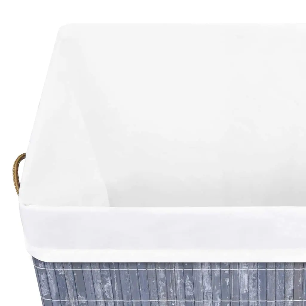 Bamboo Laundry Basket Grey 83L Single Compartment with Removable Liner and Handles for Home Storage