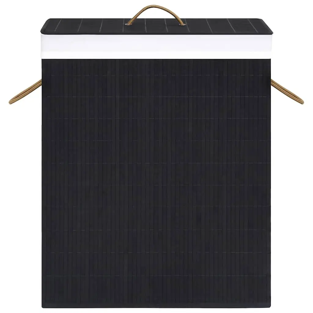 Bamboo Laundry Basket Single Section 83L Black