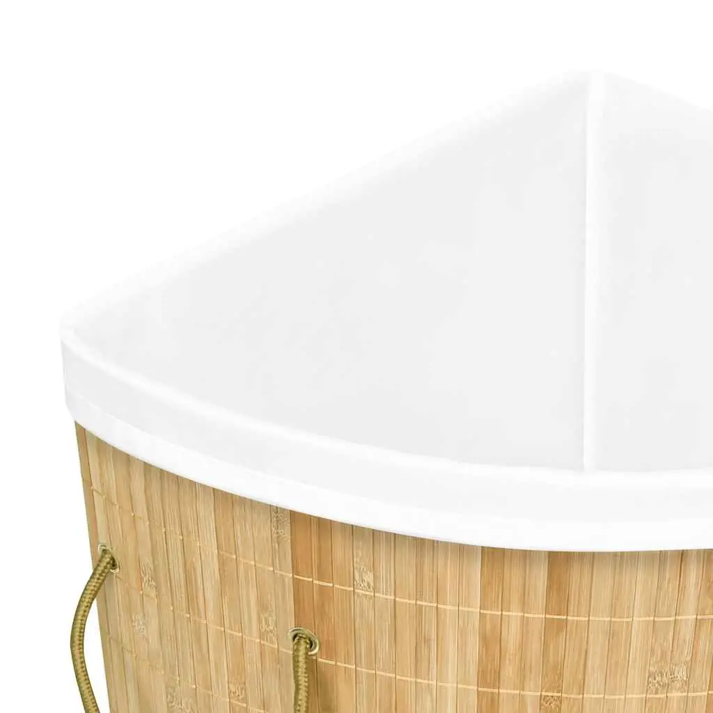 Bamboo Corner Laundry Basket 60L Brown Household Storage Hamper Removable Liner
