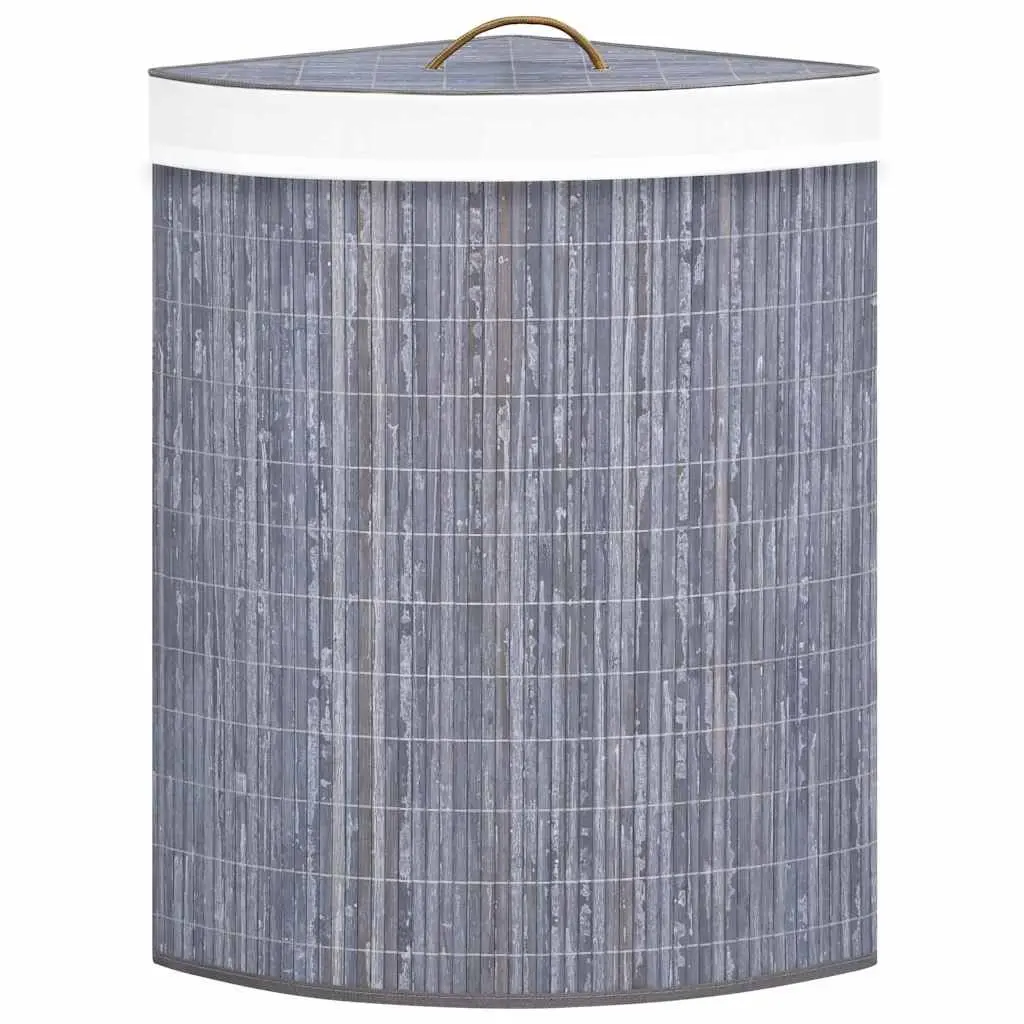 Bamboo Corner Laundry Basket Grey 60L with Removable Liner