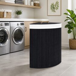 Functional Bamboo Corner Laundry Basket for Home Use