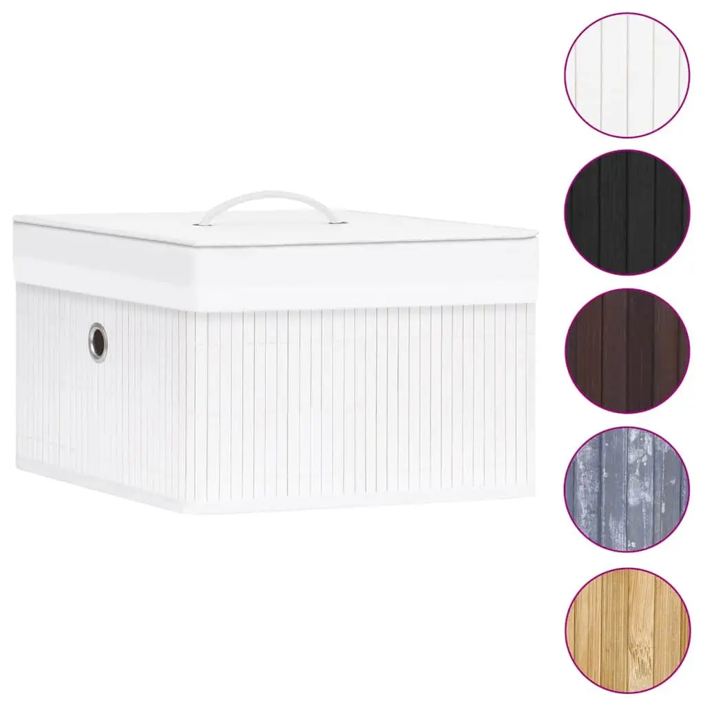 Foldable Bamboo Storage Boxes Set of 4 White for Household Organization and Wardrobe