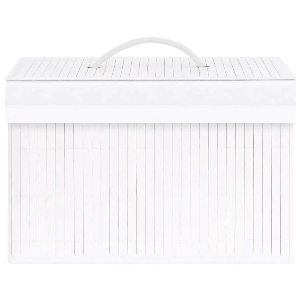 Foldable Bamboo Storage Boxes Set of 4 White for Household Organization and Wardrobe