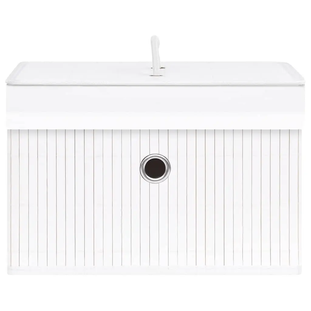 Foldable Bamboo Storage Boxes Set of 4 White for Household Organization and Wardrobe