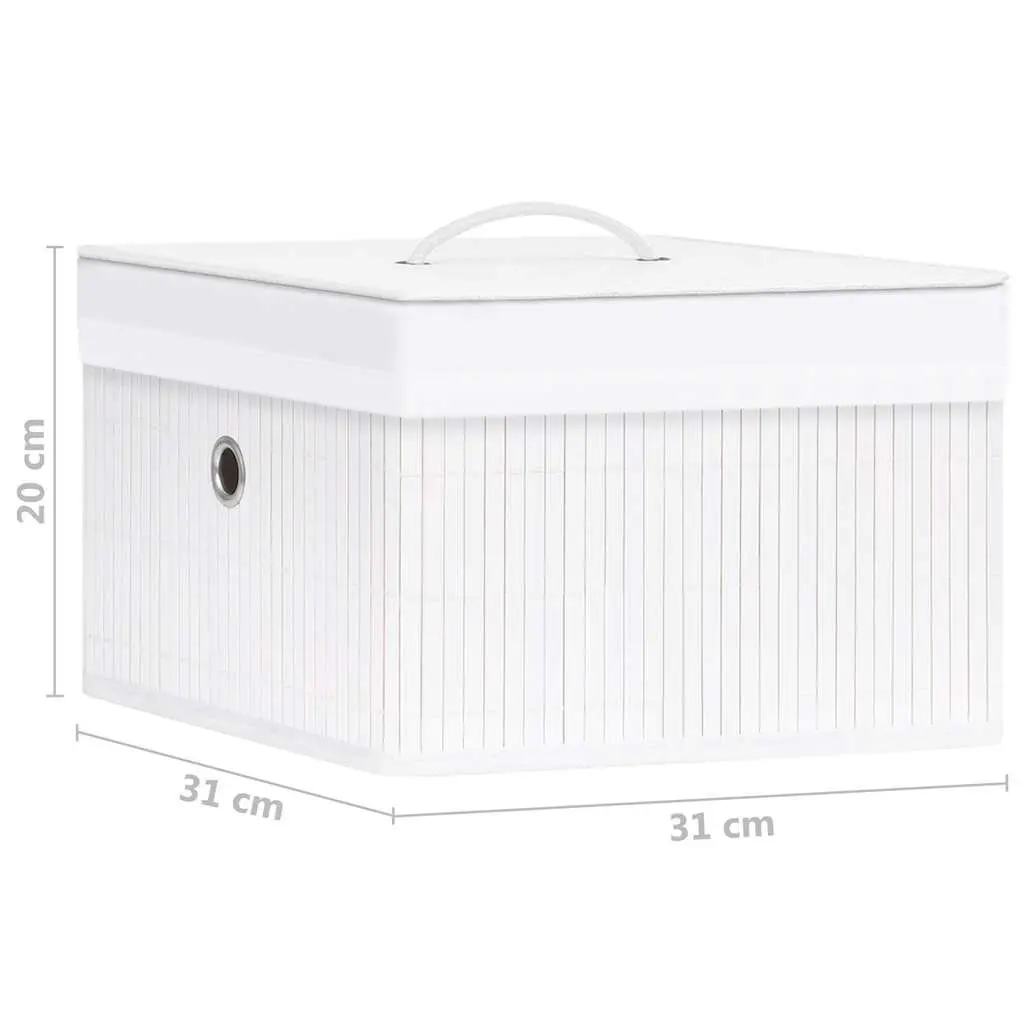 Foldable Bamboo Storage Boxes Set of 4 White for Household Organization and Wardrobe